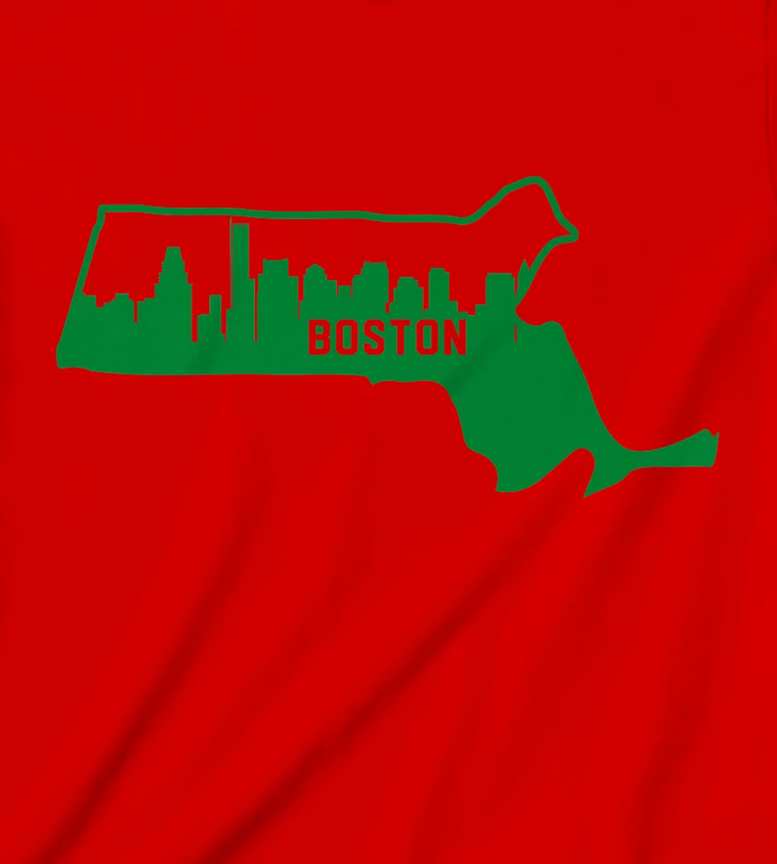 Cool Green Massachusetts State Outline Boston City Skyline T-Shirt, Kid T-Shirt and Women T-Shirt