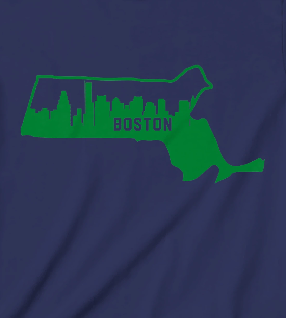 Cool Green Massachusetts State Outline Boston City Skyline T-Shirt, Kid T-Shirt and Women T-Shirt