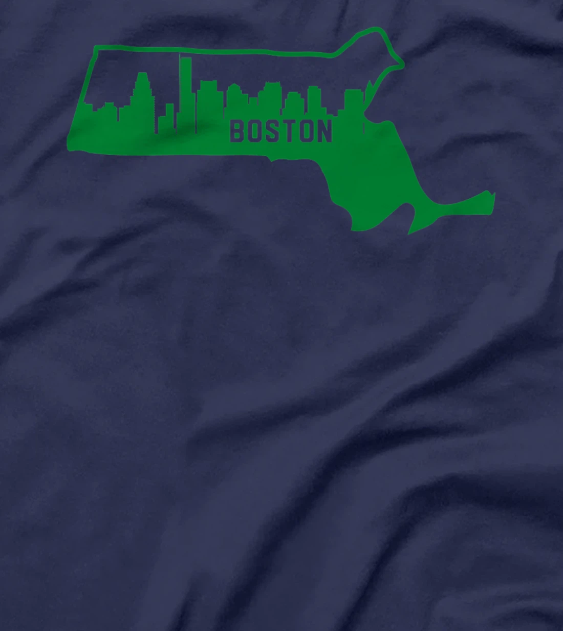 Cool Green Massachusetts State Outline Boston City Skyline T-Shirt, Kid T-Shirt and Women T-Shirt