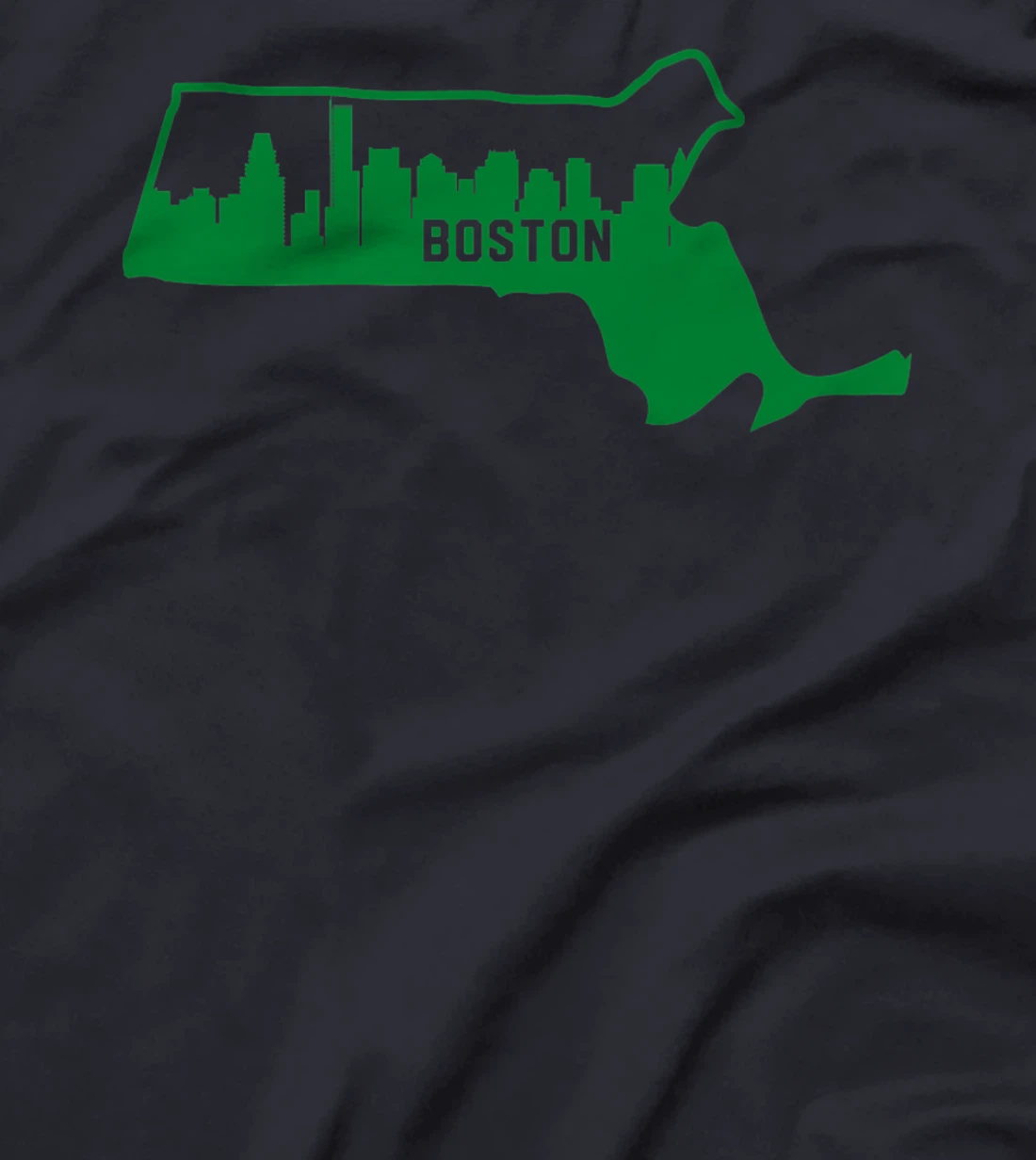 Cool Green Massachusetts State Outline Boston City Skyline T-Shirt, Kid T-Shirt and Women T-Shirt