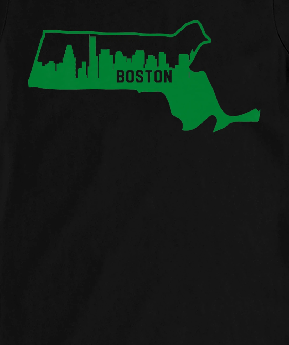 Cool Green Massachusetts State Outline Boston City Skyline T-Shirt, Kid T-Shirt and Women T-Shirt