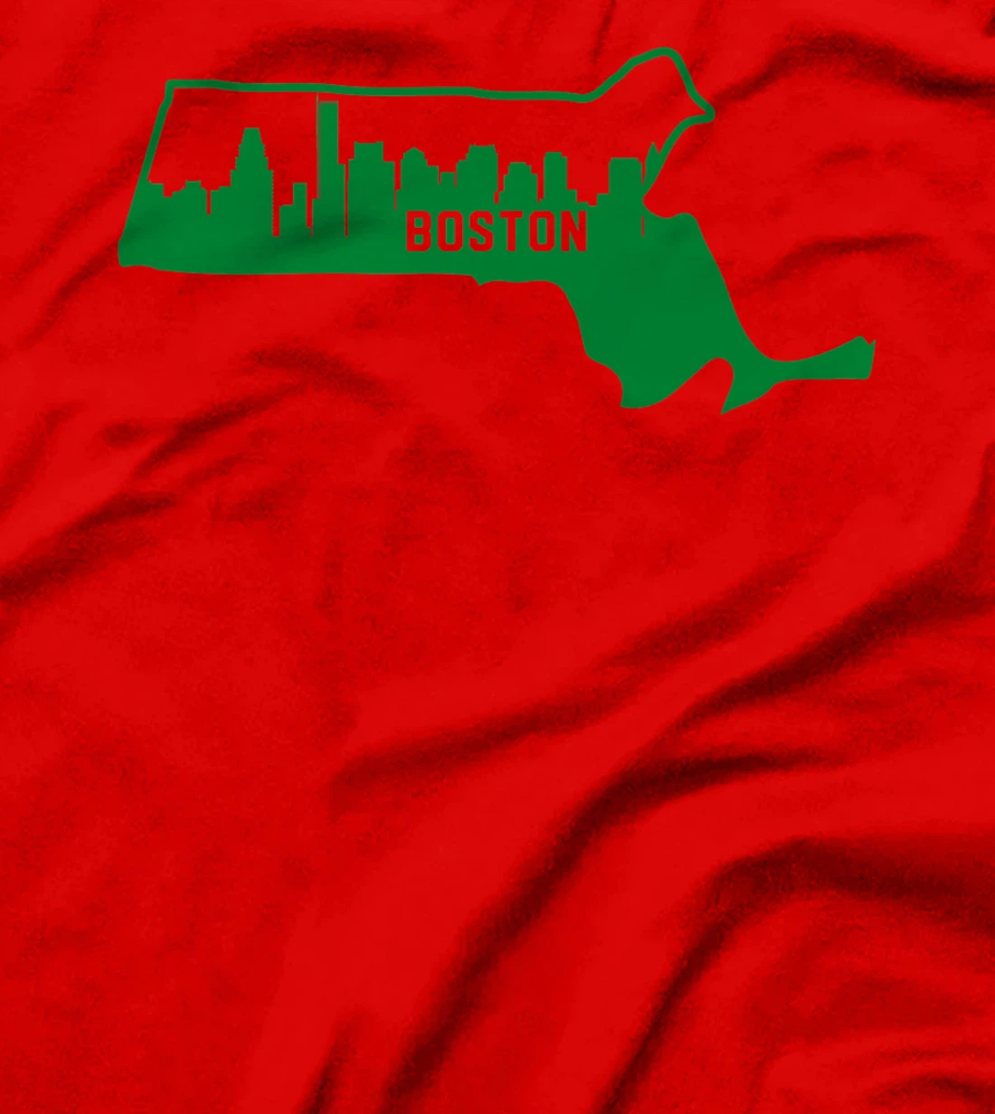 Cool Green Massachusetts State Outline Boston City Skyline T-Shirt, Kid T-Shirt and Women T-Shirt