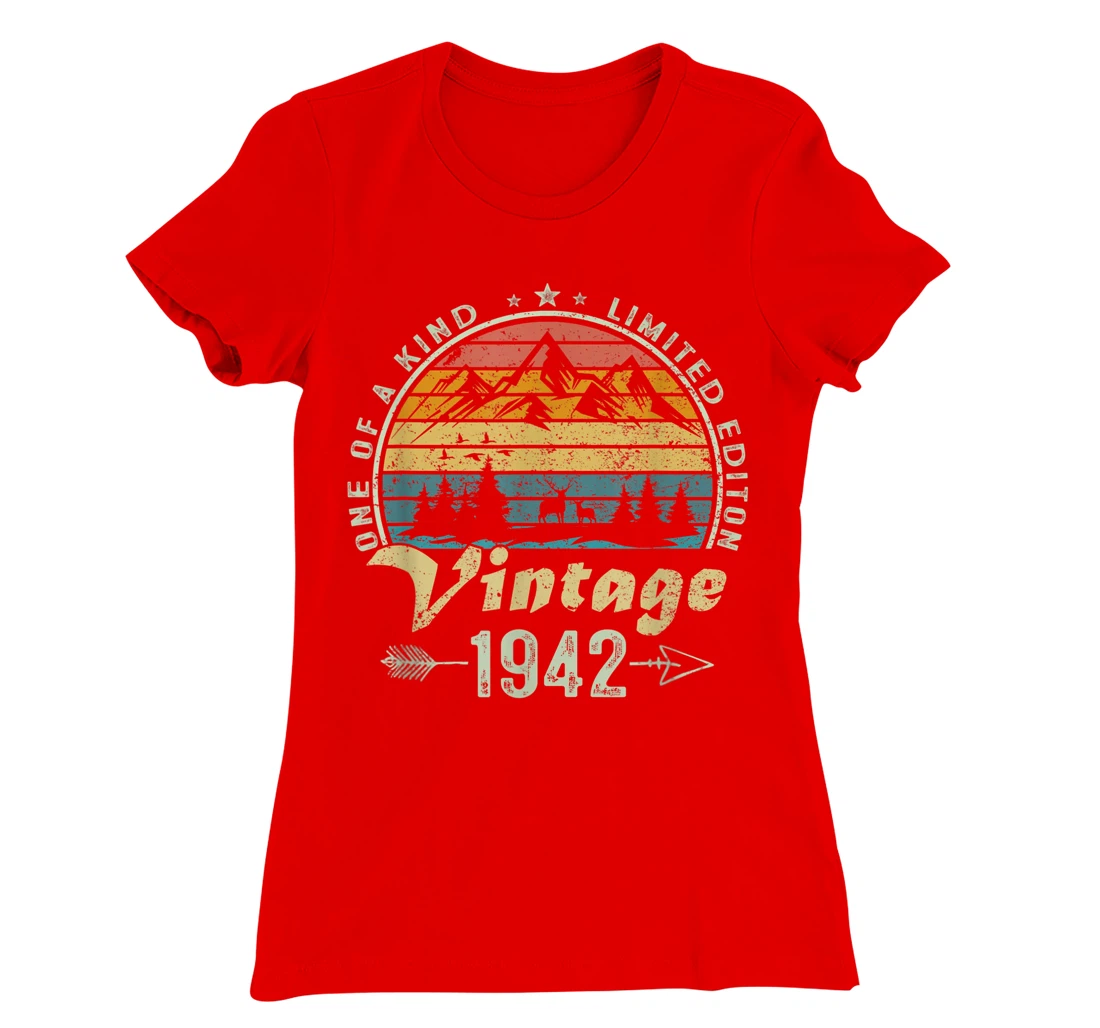 Vintage 1942 One Of Kind Limited Edition Deer Born 1942 BDay T-Shirt, Women T-Shirt
