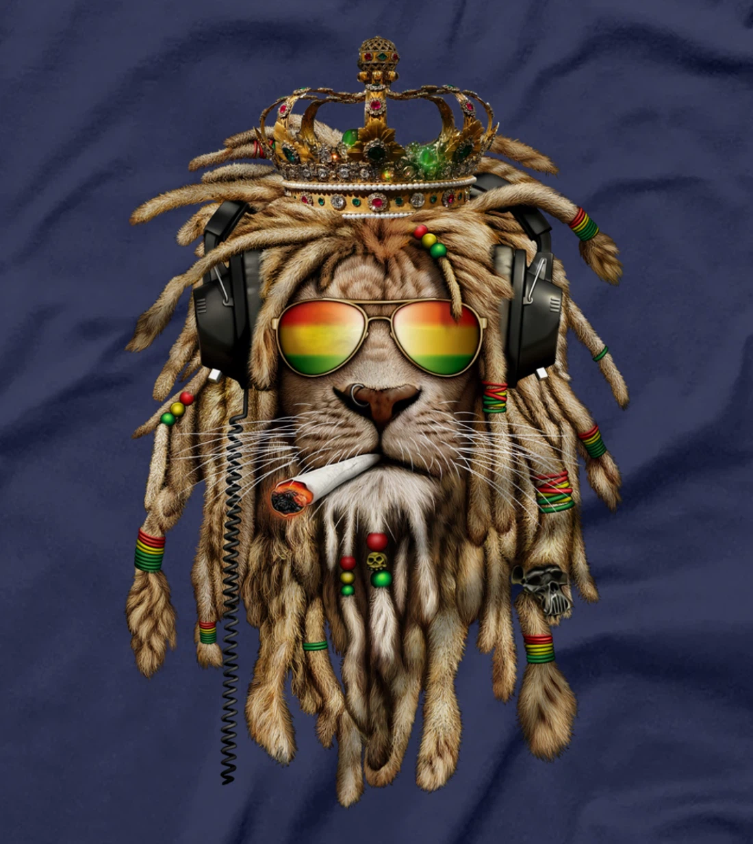Rastafarian clothing and Reggae apparel with Reggae Lion T-Shirt