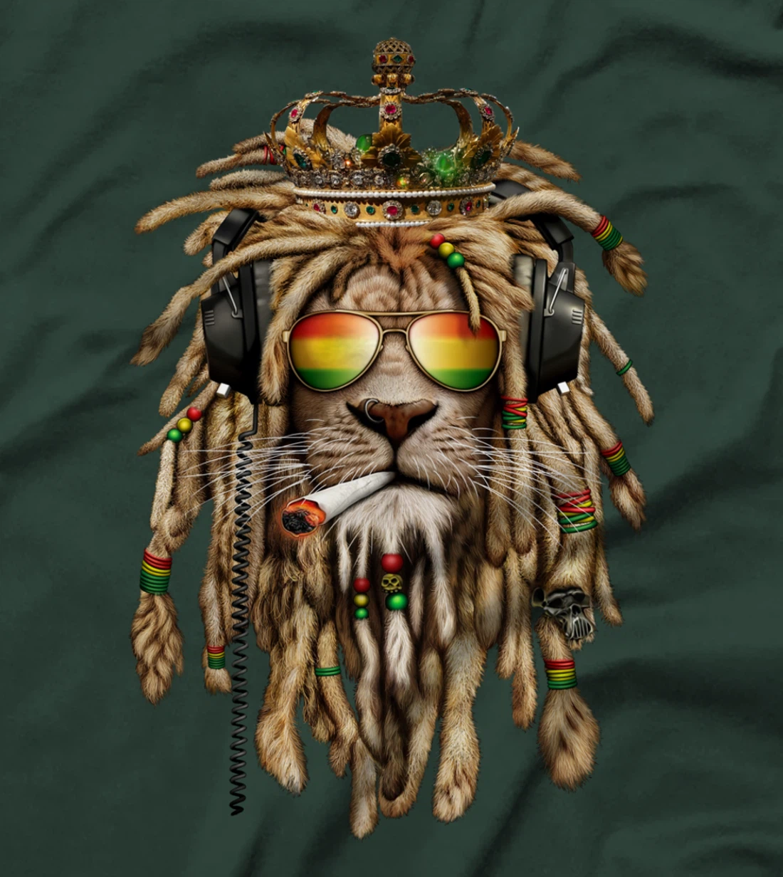 Rastafarian clothing and Reggae apparel with Reggae Lion T-Shirt