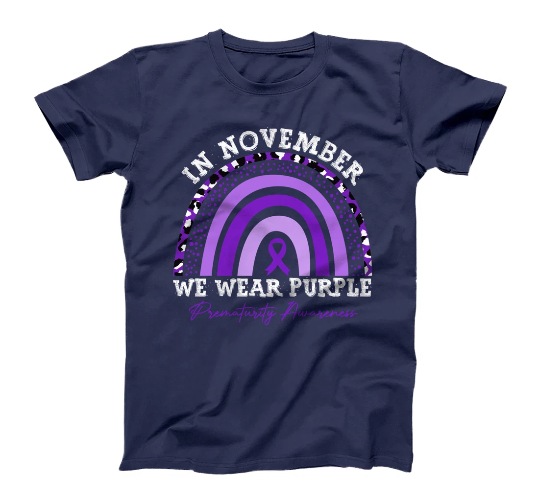 In November We Wear Purple Prematurity Awareness Rainbow T-Shirt