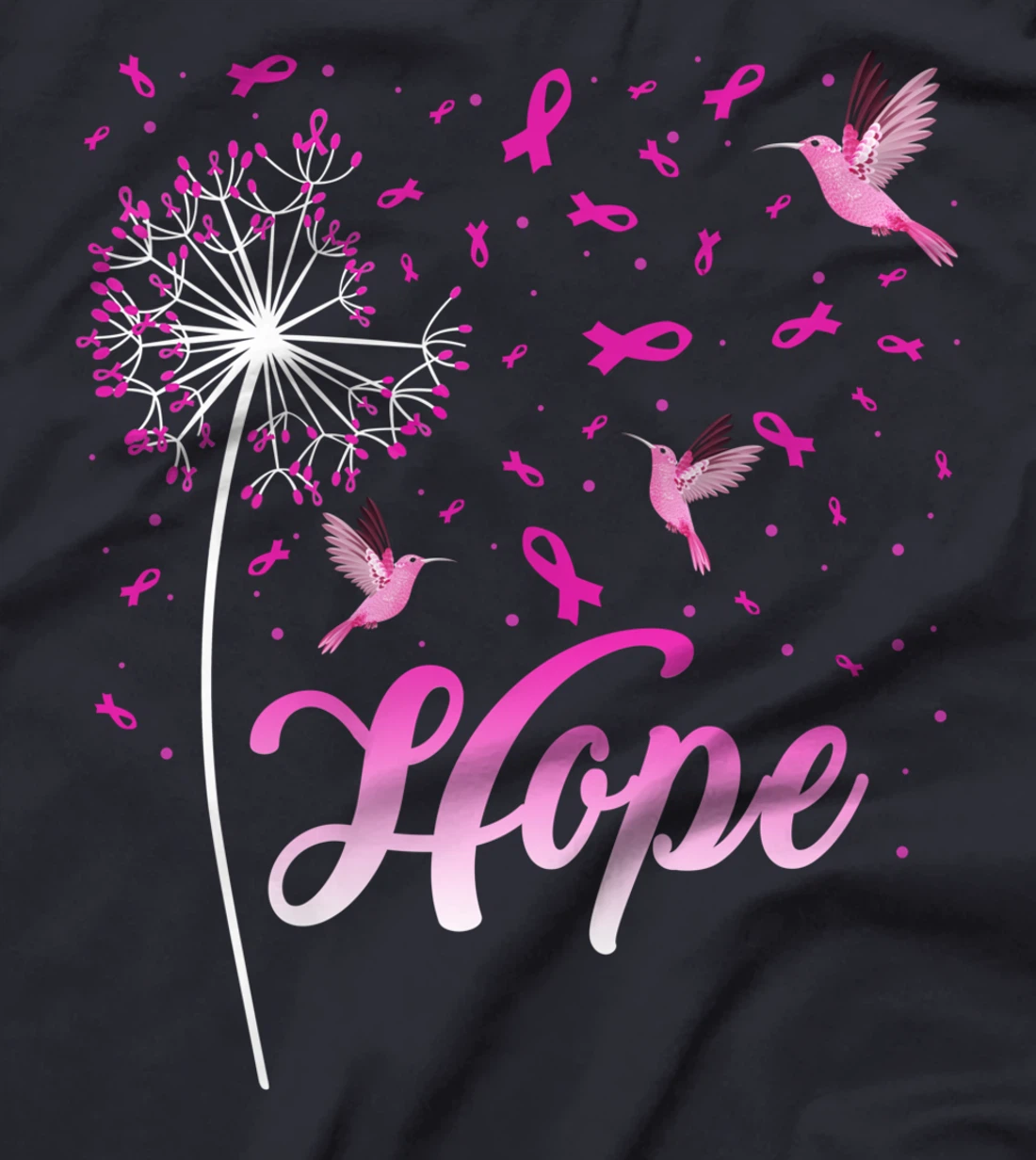 Hope Breast Cancer Awareness Hummingbird Breast Cancer month T-Shirt
