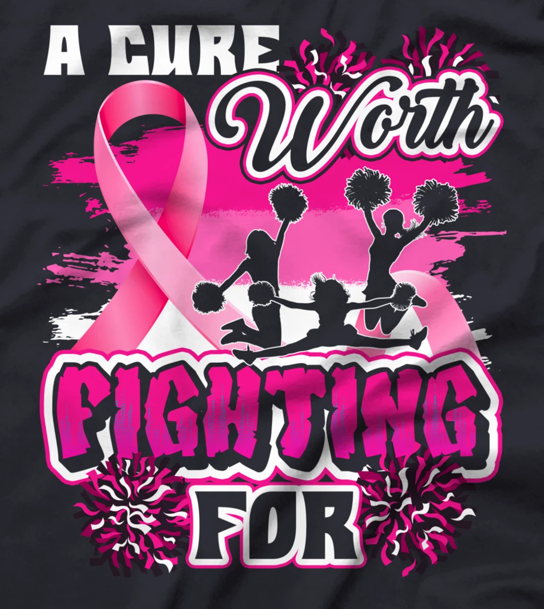 Cheer Breast Cancer Pink Ribbon Cheerleading T-Shirt