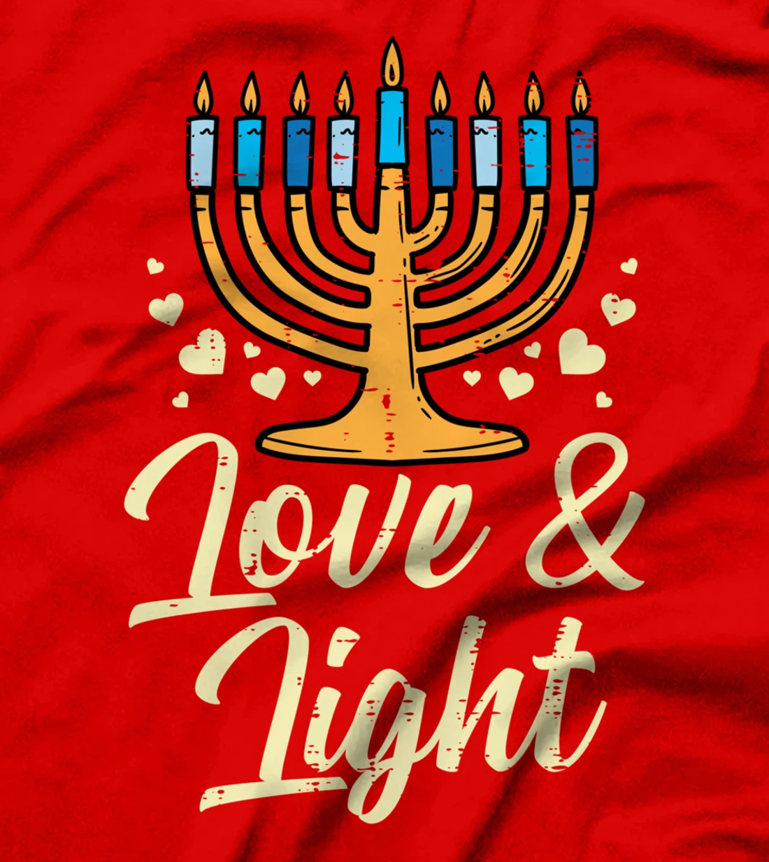 Love And Light Menorah Jewish Hanukkah Pajamas Chanukah PJs T-Shirt