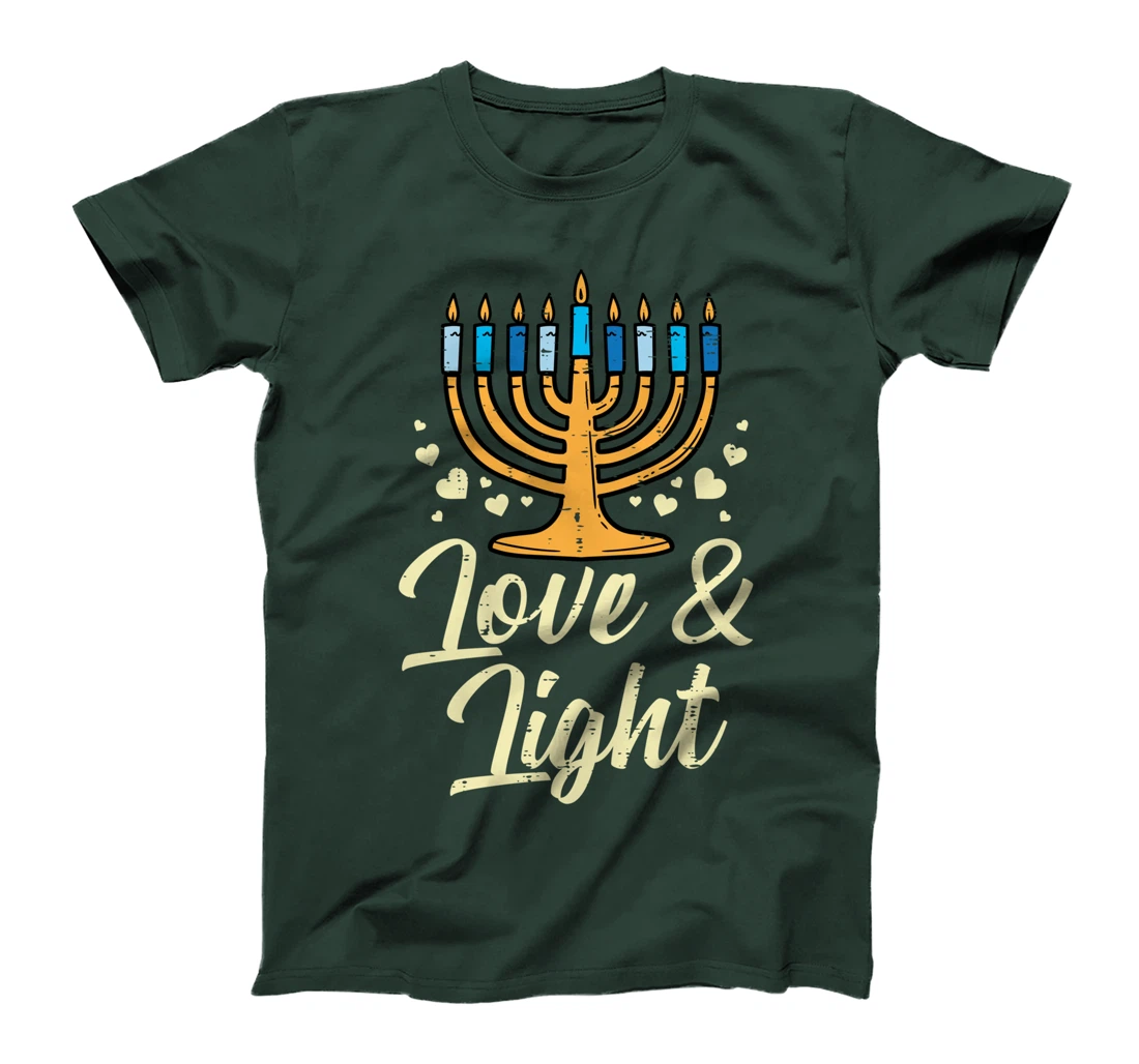 Love And Light Menorah Jewish Hanukkah Pajamas Chanukah PJs T-Shirt