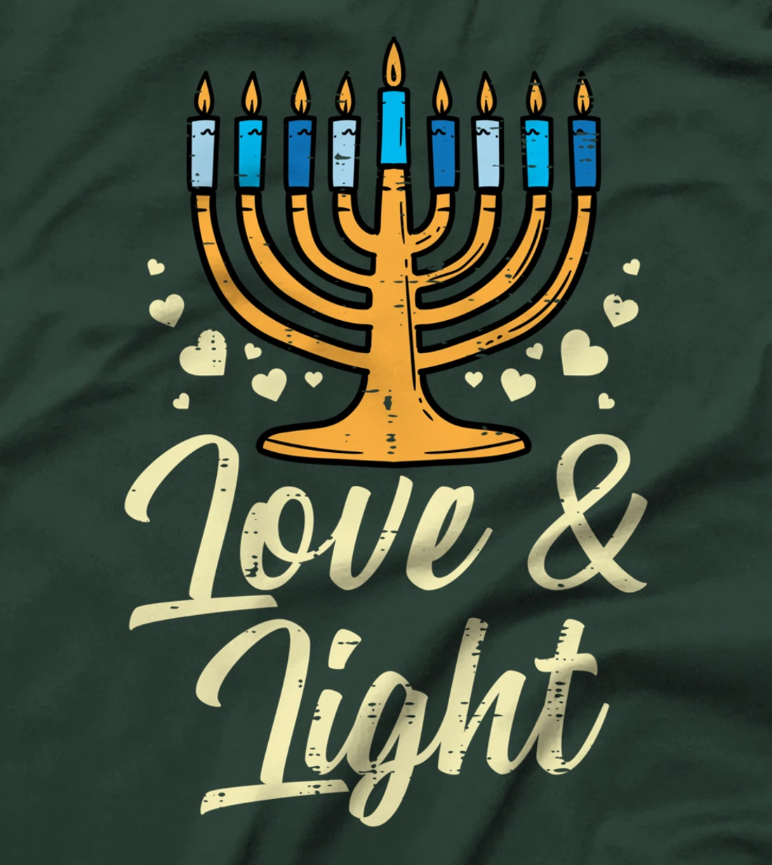 Love And Light Menorah Jewish Hanukkah Pajamas Chanukah PJs T-Shirt