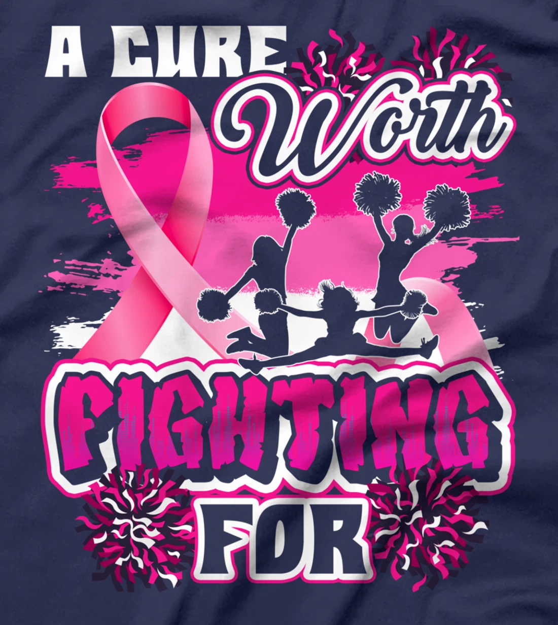 Cheer Breast Cancer Pink Ribbon Cheerleading T-Shirt