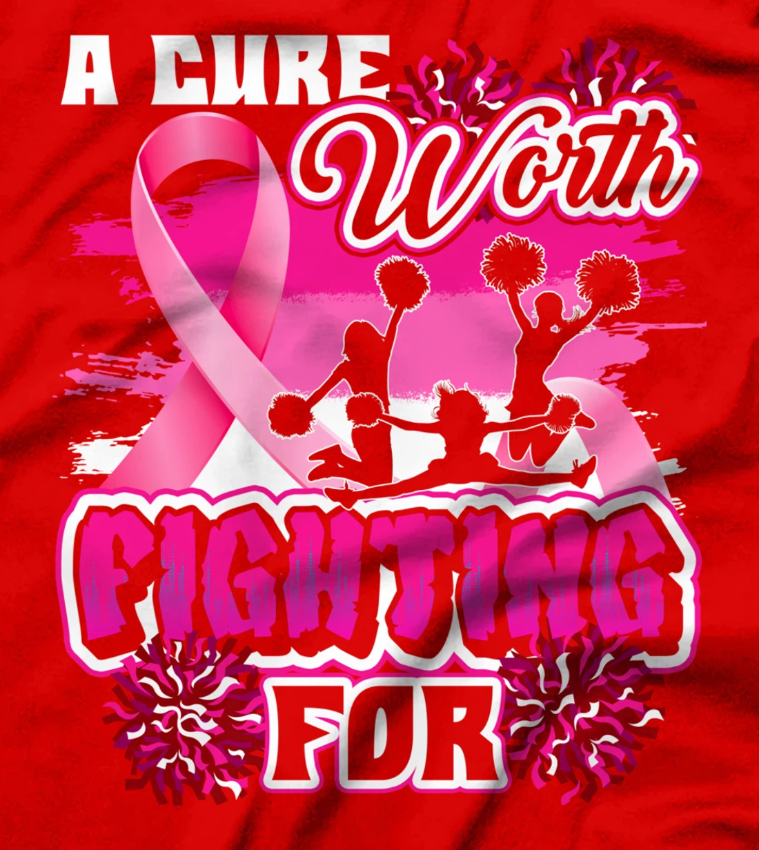 Cheer Breast Cancer Pink Ribbon Cheerleading T-Shirt