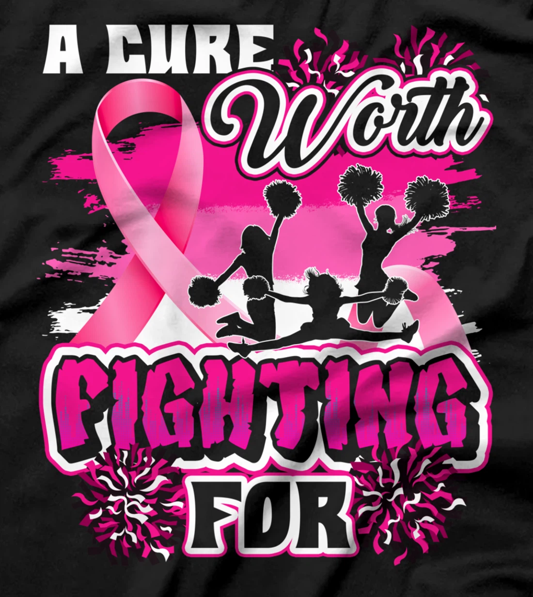 Cheer Breast Cancer Pink Ribbon Cheerleading T-Shirt