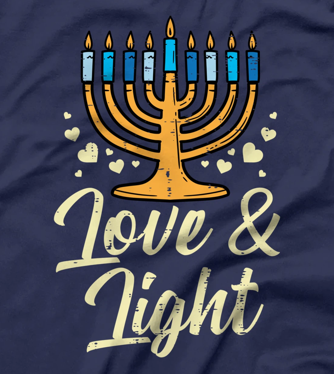 Love And Light Menorah Jewish Hanukkah Pajamas Chanukah PJs T-Shirt
