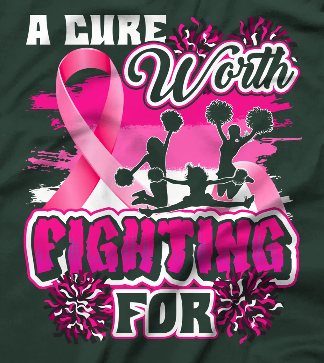 Cheer Breast Cancer Pink Ribbon Cheerleading T-Shirt