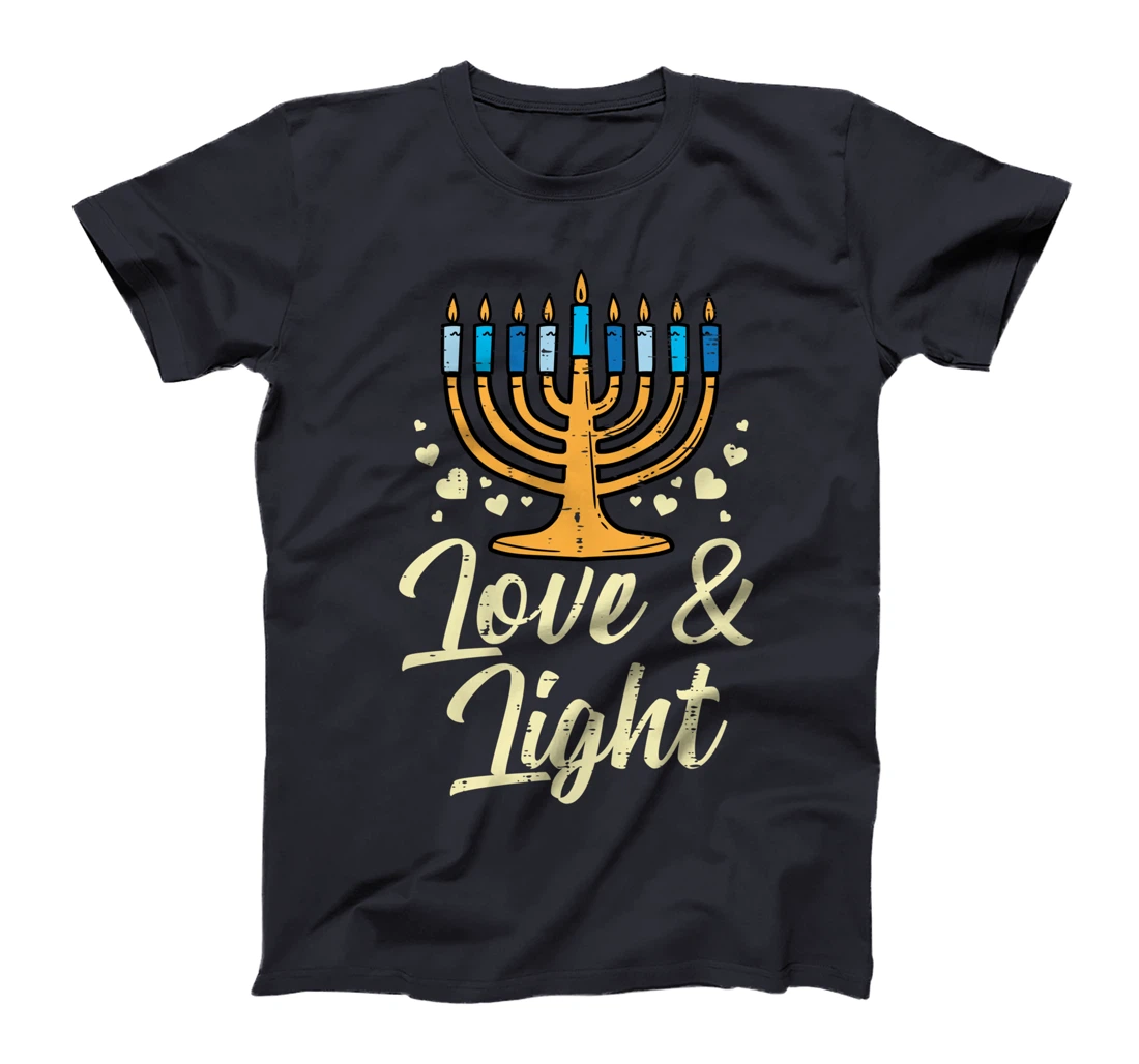 Love And Light Menorah Jewish Hanukkah Pajamas Chanukah PJs T-Shirt