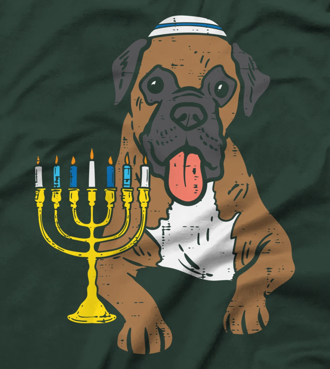 Jewish Boxer Dog Menorah Hanukkah Pajamas Chanukah PJs T-Shirt