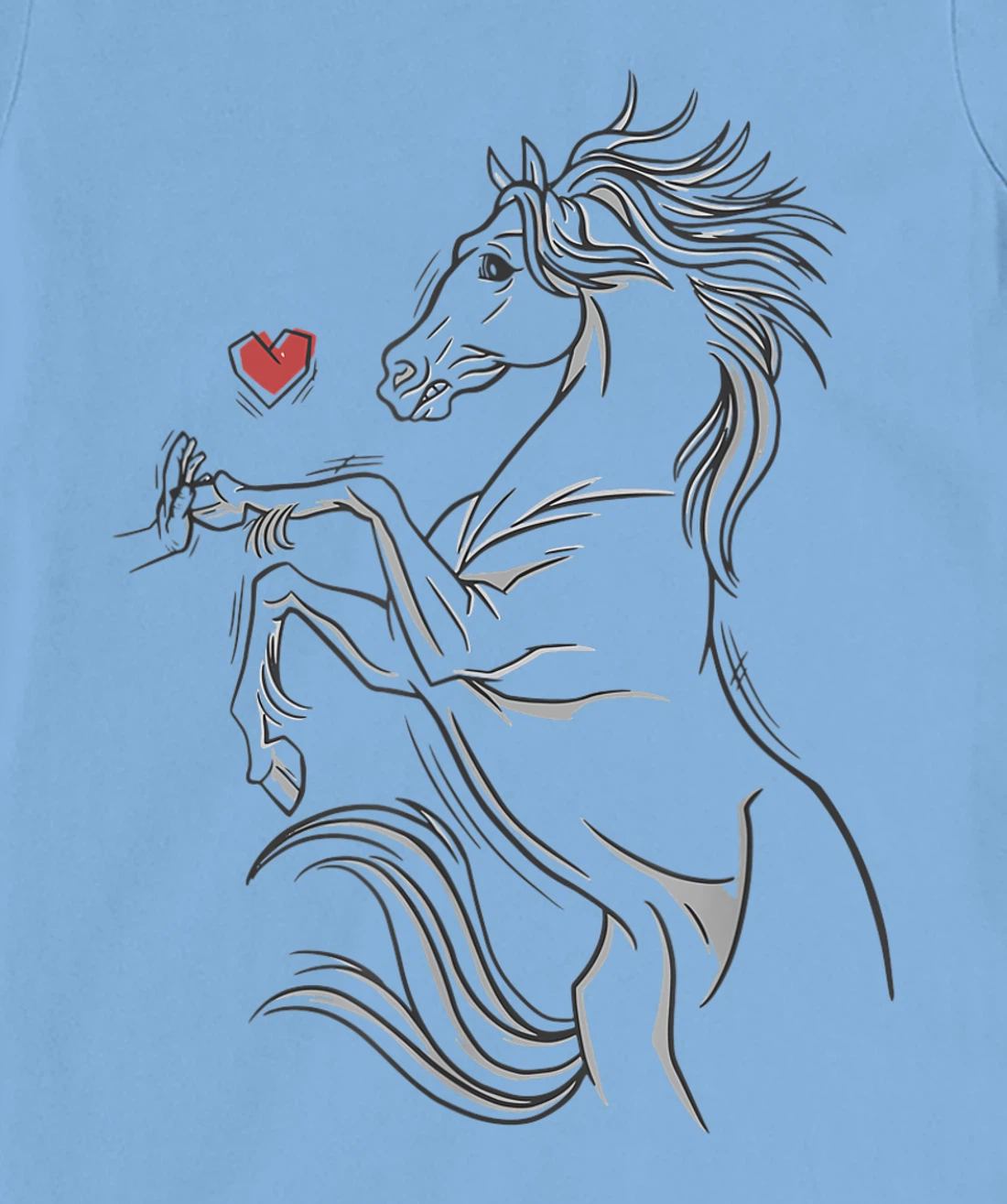 Womens Heart Girls Hand and Horse Touching Silhouette Riding Gift T-Shirt, Kid T-Shirt and Women T-Shirt