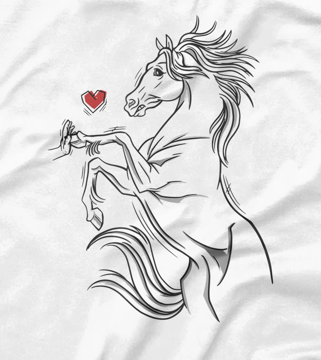 Womens Heart Girls Hand and Horse Touching Silhouette Riding Gift T-Shirt, Kid T-Shirt and Women T-Shirt