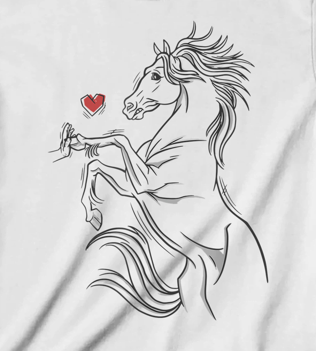 Womens Heart Girls Hand and Horse Touching Silhouette Riding Gift T-Shirt, Kid T-Shirt and Women T-Shirt