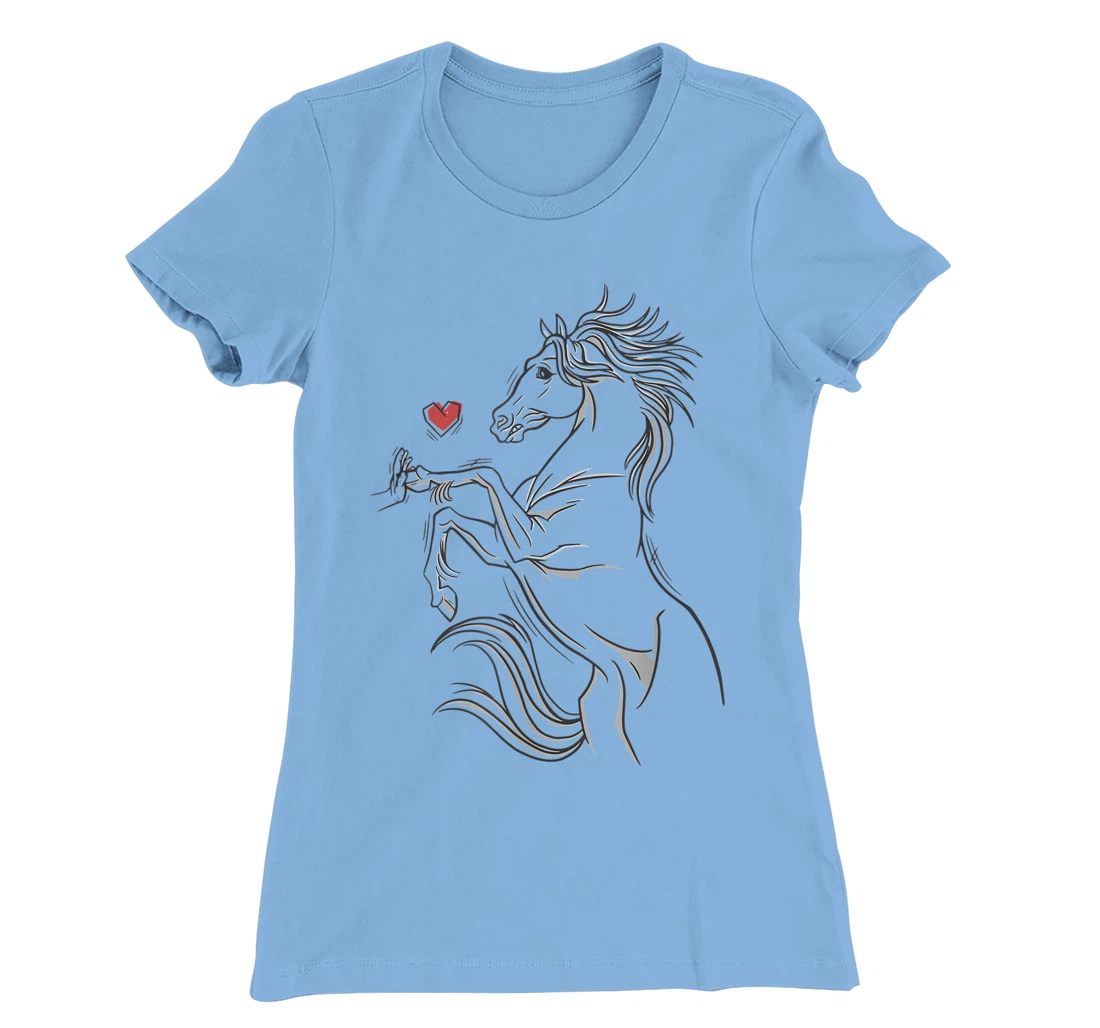 Womens Heart Girls Hand and Horse Touching Silhouette Riding Gift T-Shirt, Kid T-Shirt and Women T-Shirt