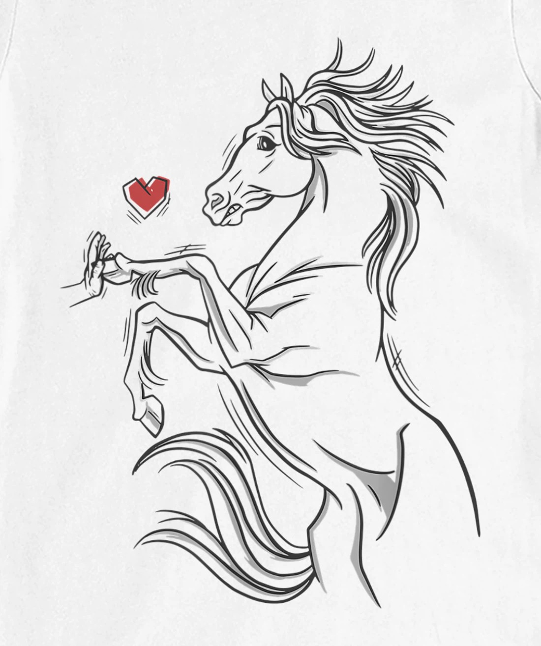 Womens Heart Girls Hand and Horse Touching Silhouette Riding Gift T-Shirt, Kid T-Shirt and Women T-Shirt