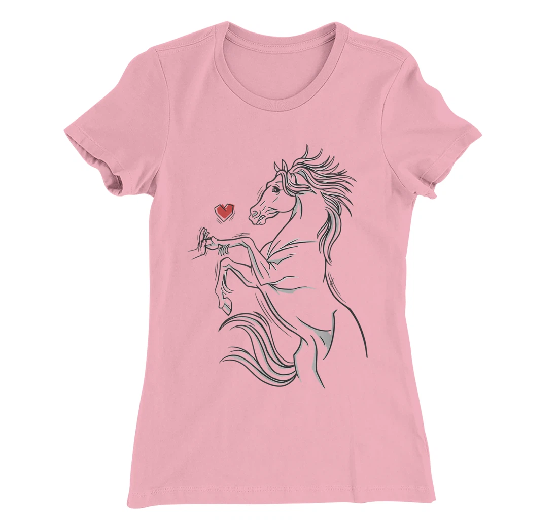 Womens Heart Girls Hand and Horse Touching Silhouette Riding Gift T-Shirt, Kid T-Shirt and Women T-Shirt
