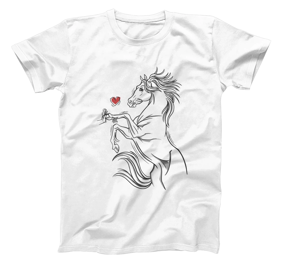 Womens Heart Girls Hand and Horse Touching Silhouette Riding Gift T-Shirt, Kid T-Shirt and Women T-Shirt