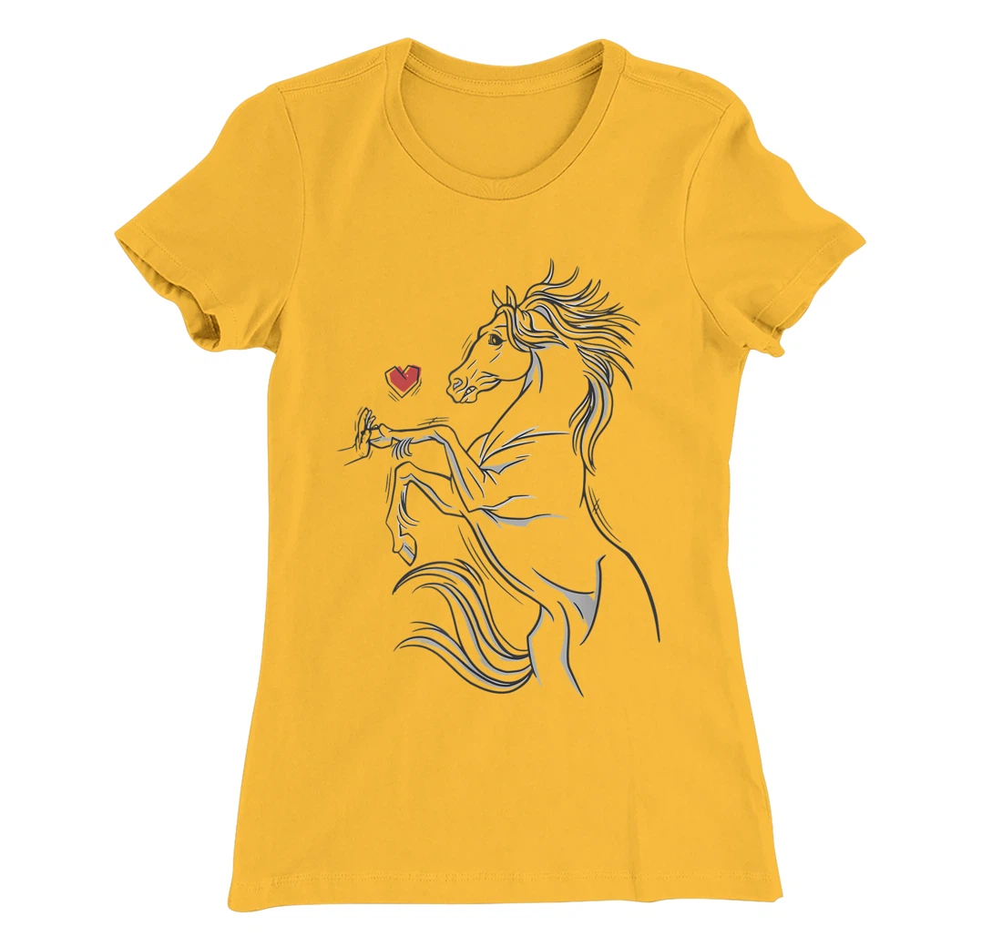 Womens Heart Girls Hand and Horse Touching Silhouette Riding Gift T-Shirt, Kid T-Shirt and Women T-Shirt