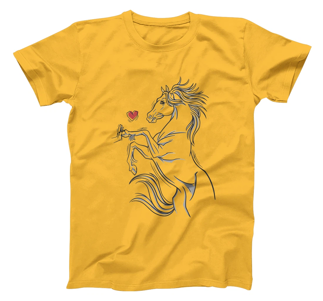 Womens Heart Girls Hand and Horse Touching Silhouette Riding Gift T-Shirt, Kid T-Shirt and Women T-Shirt