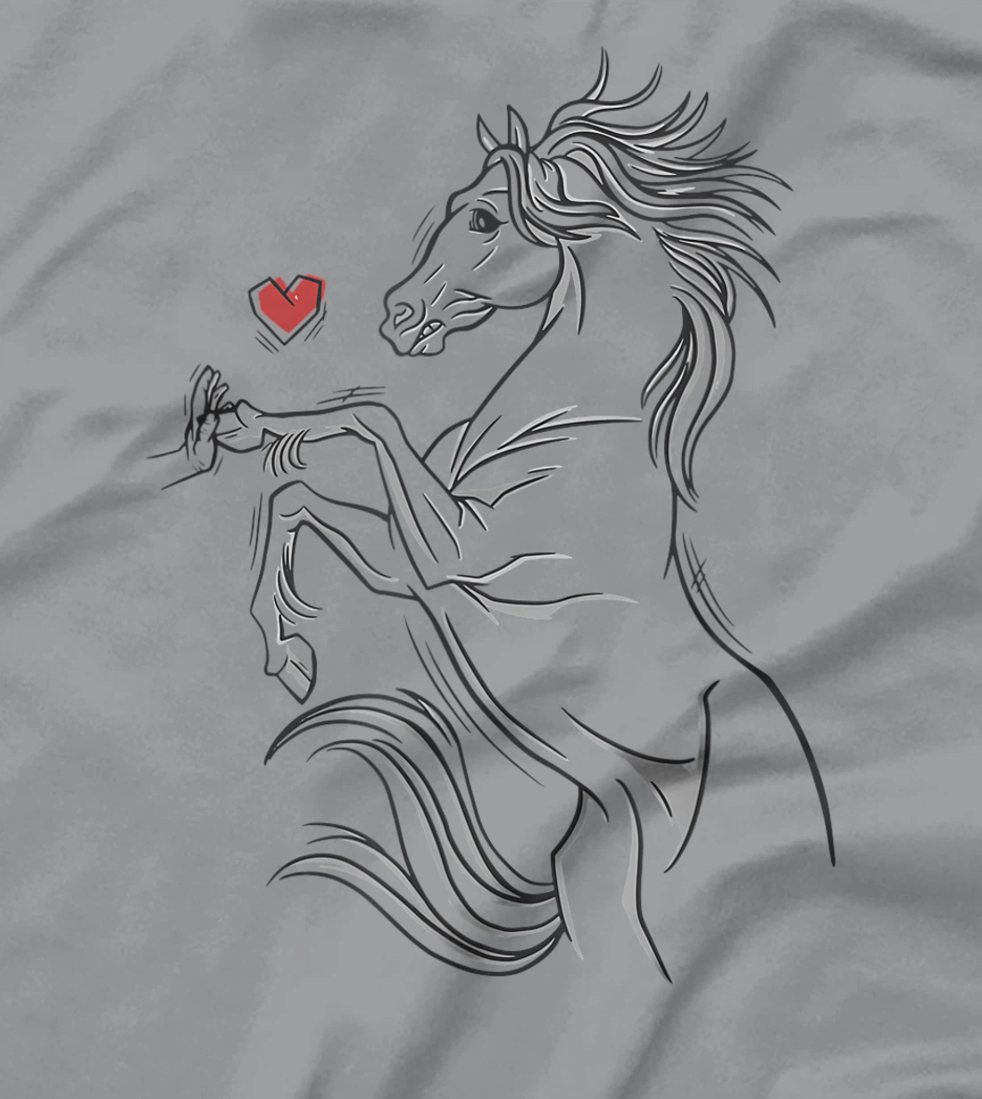 Womens Heart Girls Hand and Horse Touching Silhouette Riding Gift T-Shirt, Kid T-Shirt and Women T-Shirt