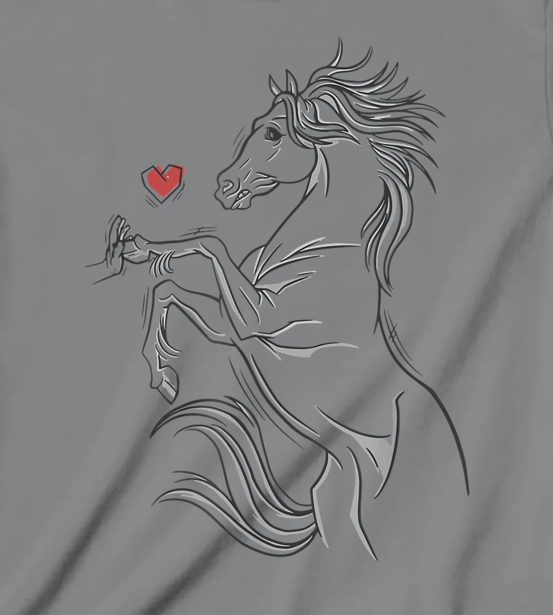 Womens Heart Girls Hand and Horse Touching Silhouette Riding Gift T-Shirt, Kid T-Shirt and Women T-Shirt