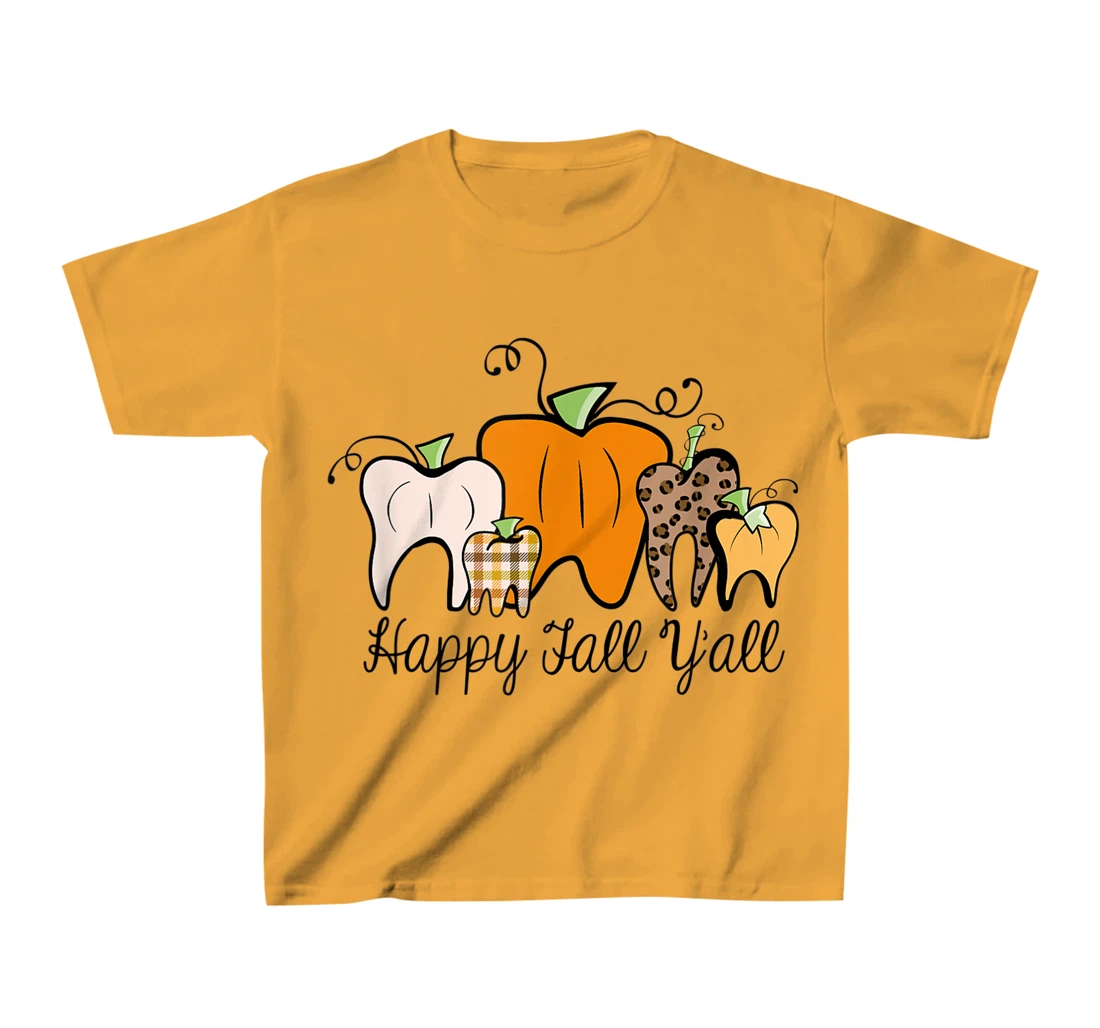 Womens Fall Pumpkin tooth Dental Assistant Hygienist Staff Design T-Shirt, Kid T-Shirt and Women T-Shirt