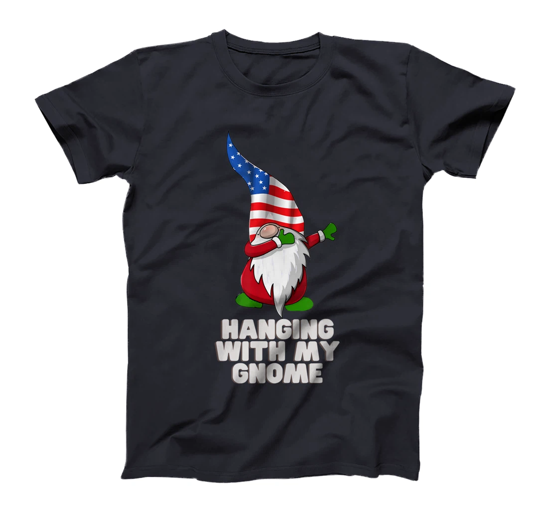 Hanging With My Gnome Garden Dabbing Gnome American USA Flag T-Shirt, Kid T-Shirt and Women T-Shirt