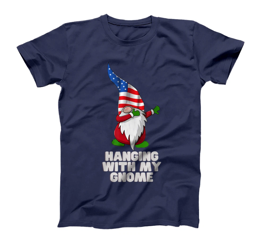 Hanging With My Gnome Garden Dabbing Gnome American USA Flag T-Shirt, Kid T-Shirt and Women T-Shirt