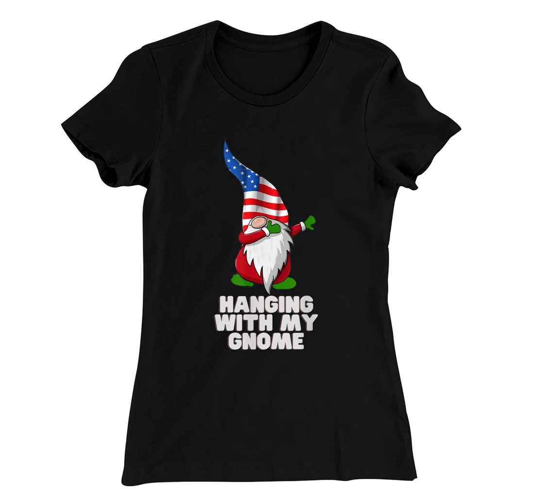 Hanging With My Gnome Garden Dabbing Gnome American USA Flag T-Shirt, Kid T-Shirt and Women T-Shirt