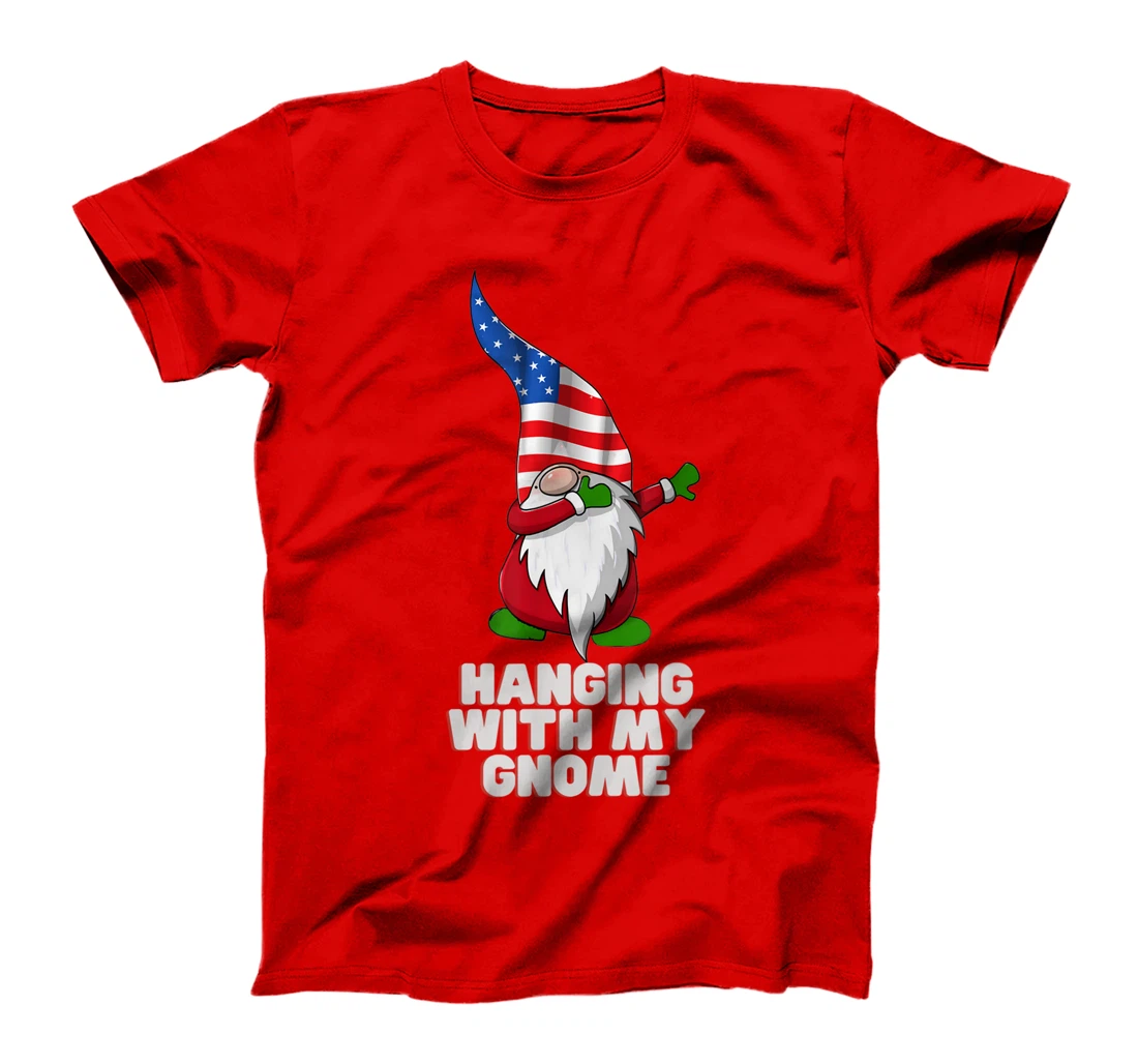 Hanging With My Gnome Garden Dabbing Gnome American USA Flag T-Shirt, Kid T-Shirt and Women T-Shirt