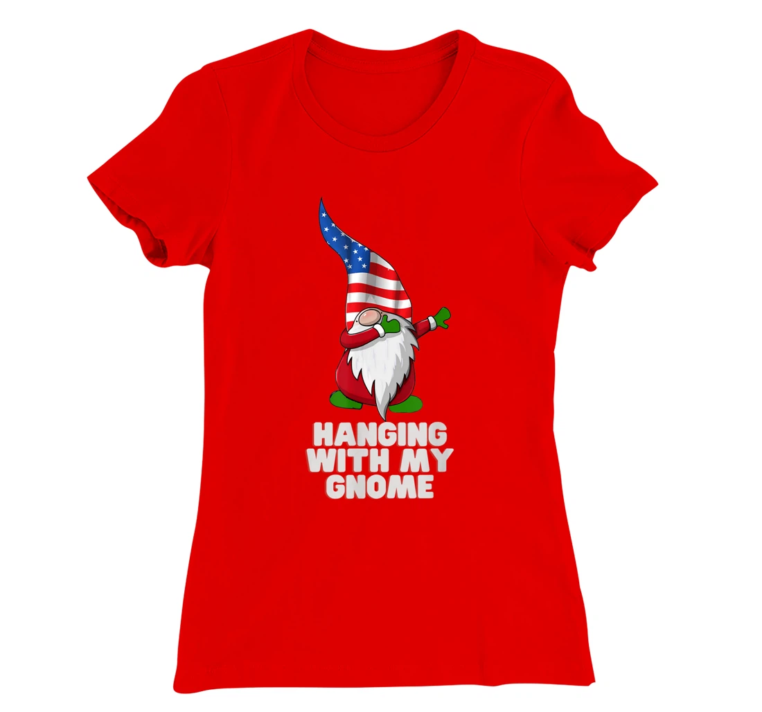 Hanging With My Gnome Garden Dabbing Gnome American USA Flag T-Shirt, Kid T-Shirt and Women T-Shirt