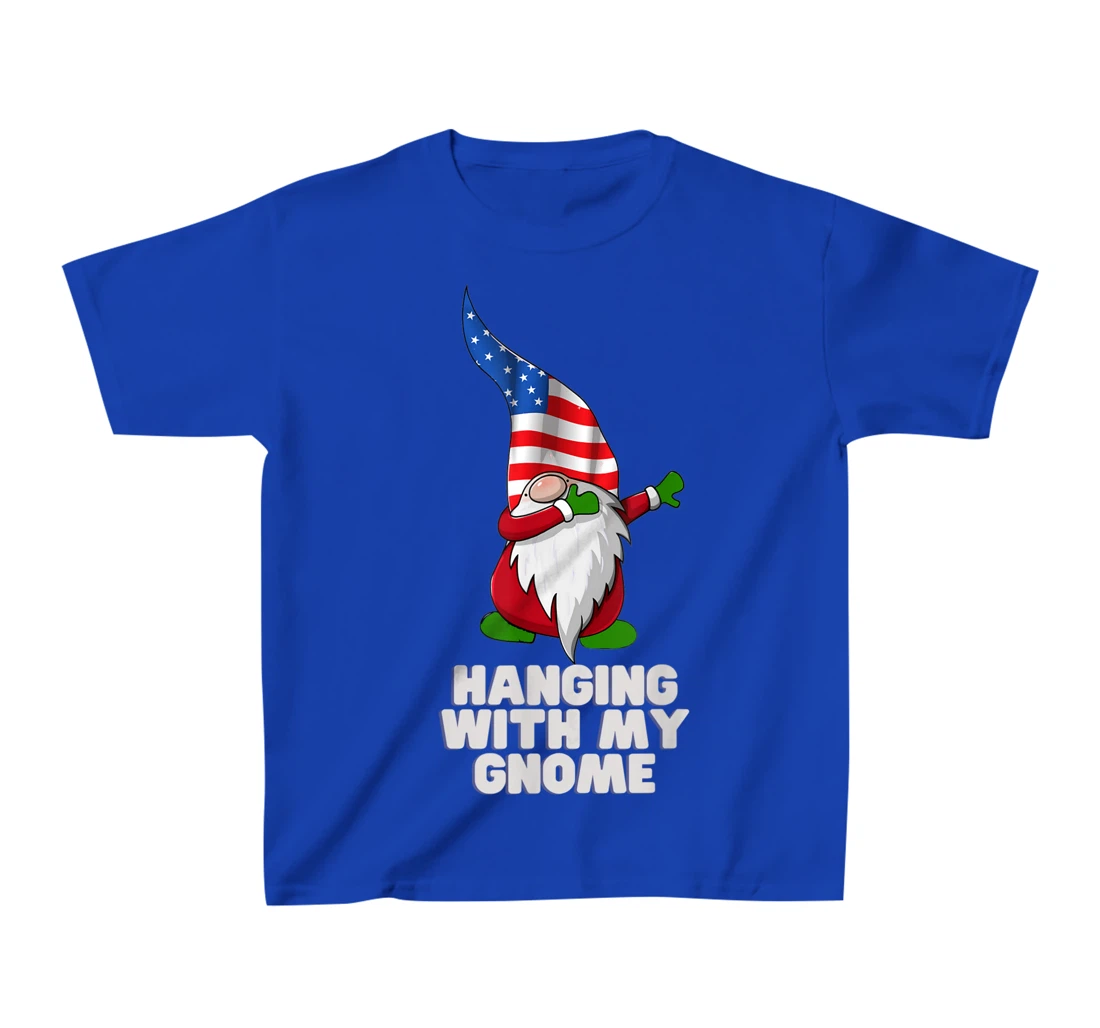 Hanging With My Gnome Garden Dabbing Gnome American USA Flag T-Shirt, Kid T-Shirt and Women T-Shirt