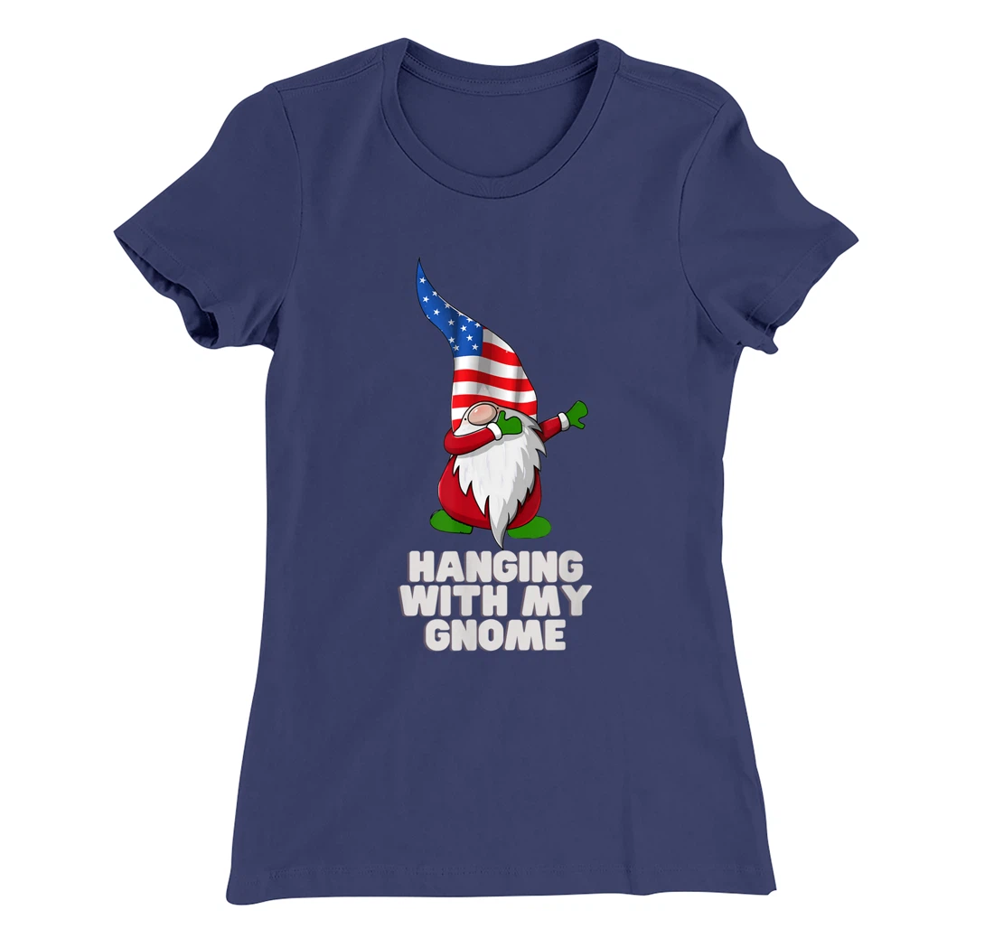 Hanging With My Gnome Garden Dabbing Gnome American USA Flag T-Shirt, Kid T-Shirt and Women T-Shirt