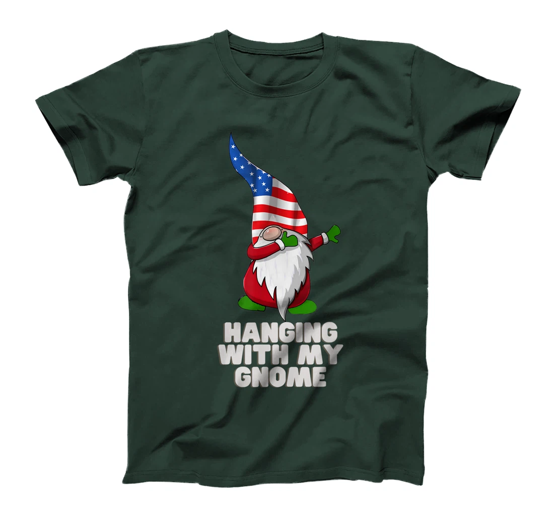 Hanging With My Gnome Garden Dabbing Gnome American USA Flag T-Shirt, Kid T-Shirt and Women T-Shirt
