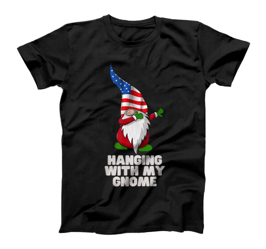 Hanging With My Gnome Garden Dabbing Gnome American USA Flag T-Shirt, Kid T-Shirt and Women T-Shirt