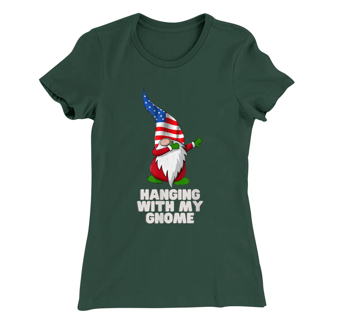 Hanging With My Gnome Garden Dabbing Gnome American USA Flag T-Shirt, Kid T-Shirt and Women T-Shirt