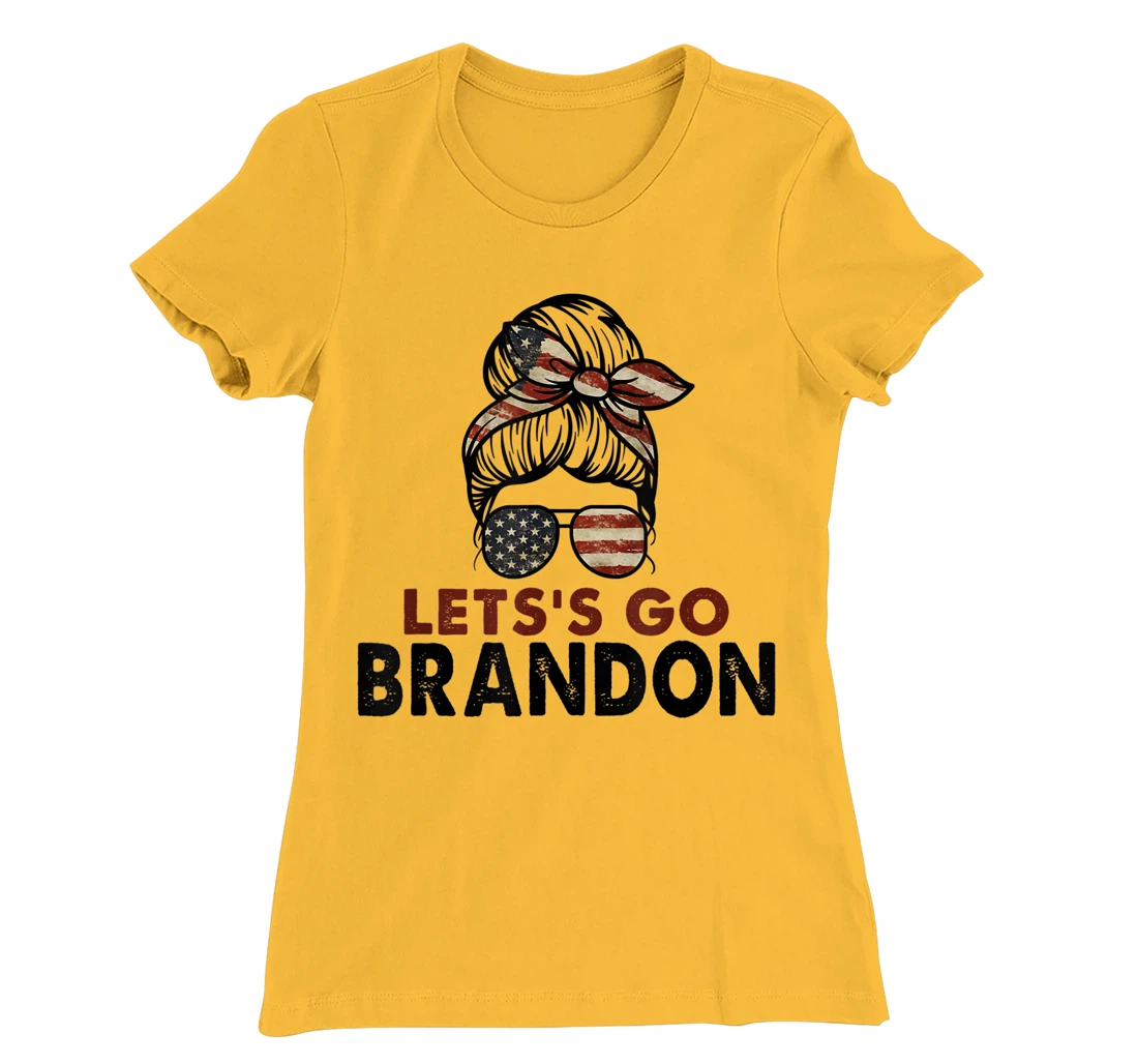 Womens Let's Go Brandon Conservative Anti Liberal US Flag T-Shirt, Women T-Shirt