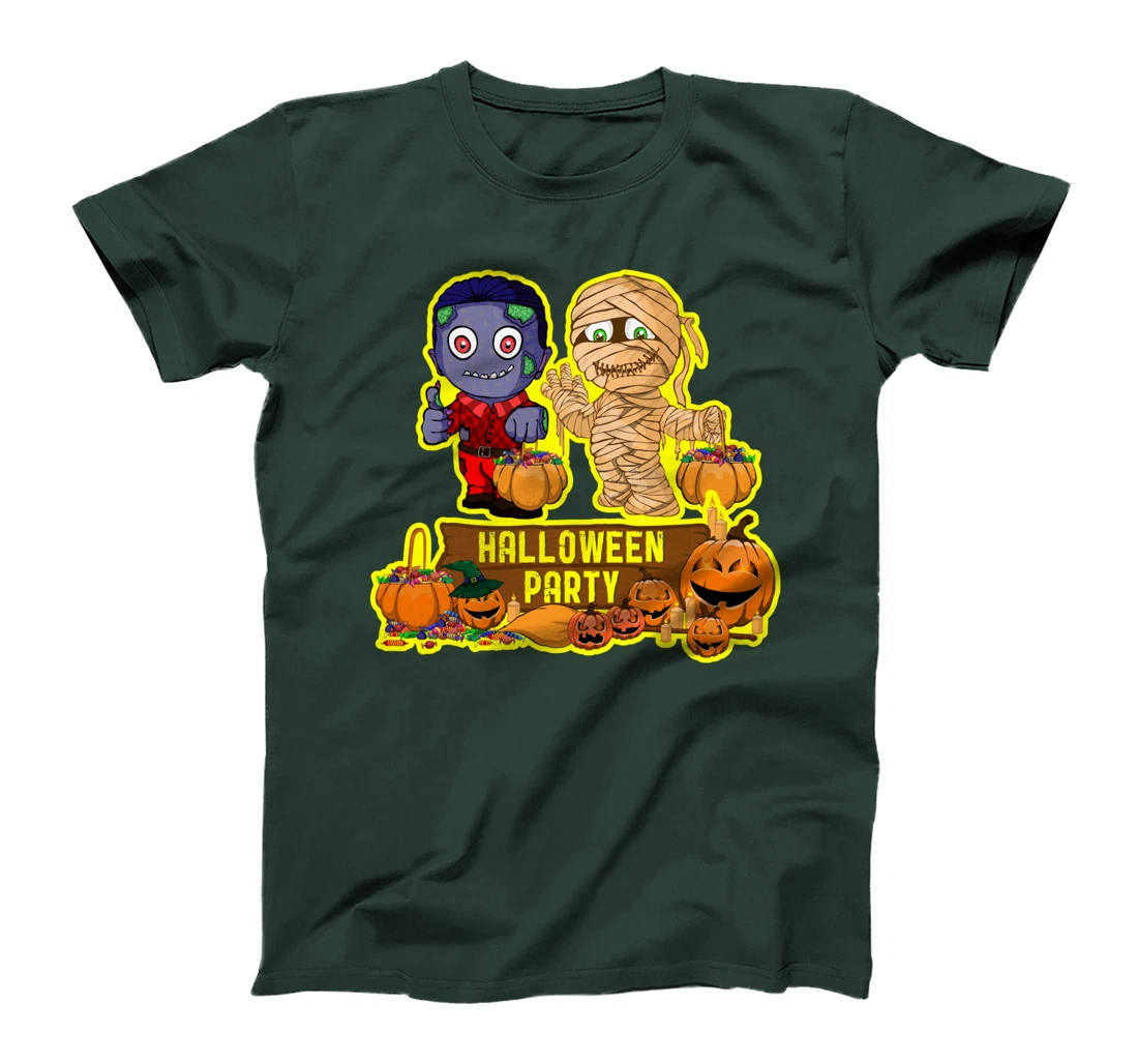 Happy Hallowen Party Funny With Mummy Zombie Pumpkin T-Shirt