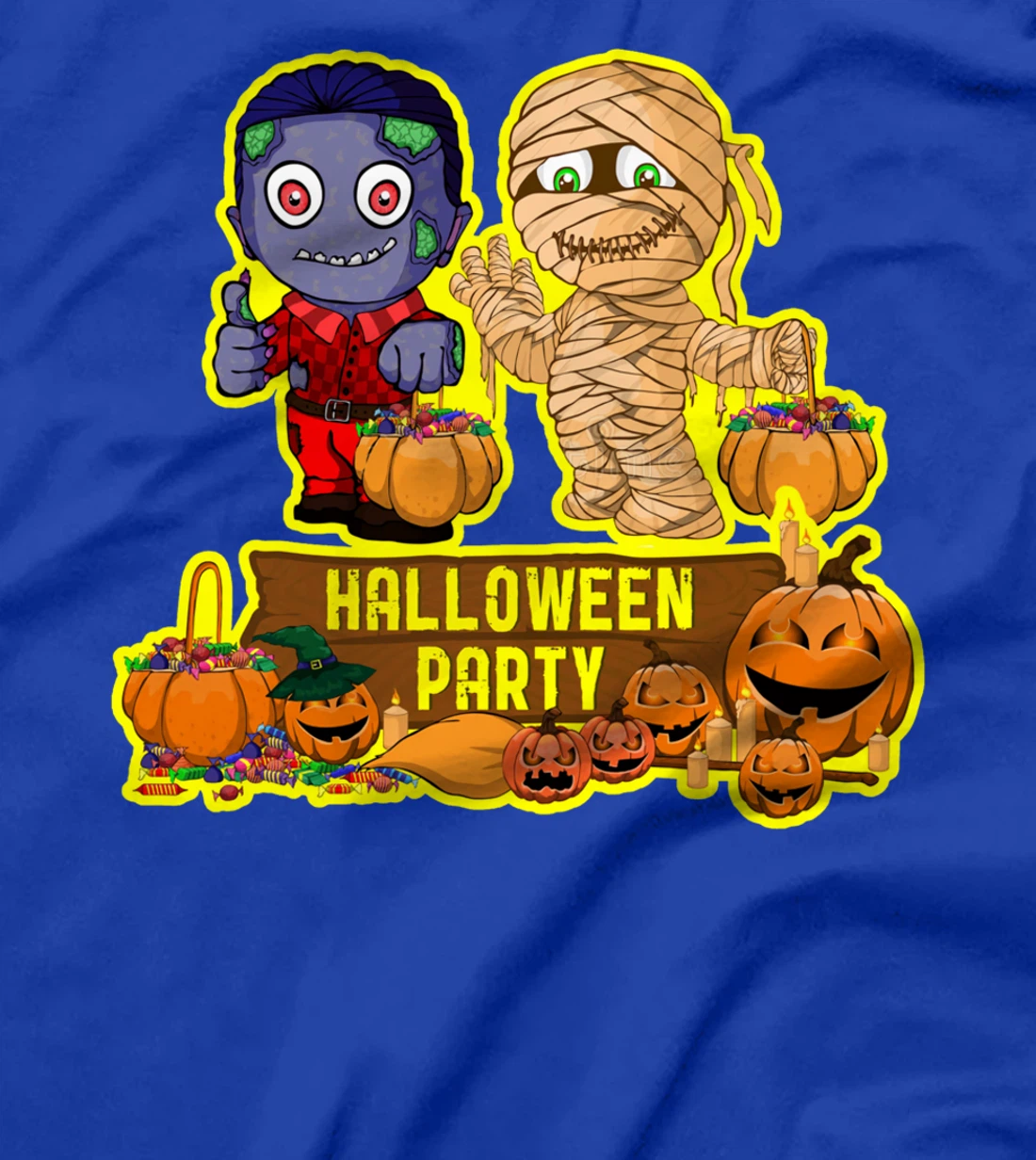 Happy Hallowen Party Funny With Mummy Zombie Pumpkin T-Shirt