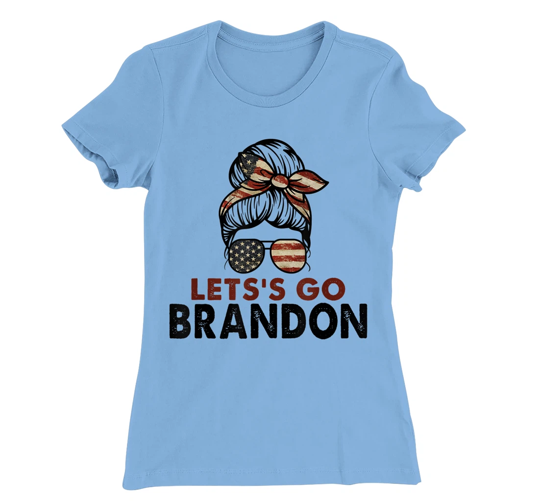Womens Let's Go Brandon Conservative Anti Liberal US Flag T-Shirt, Women T-Shirt