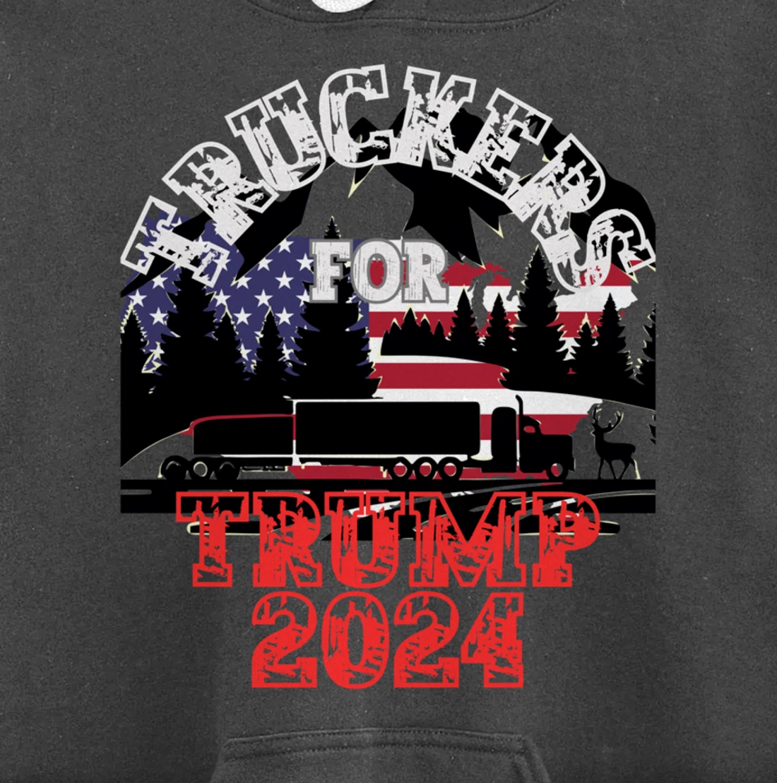 Patriotic American Flag Trump 2024 Pullover Hoodie