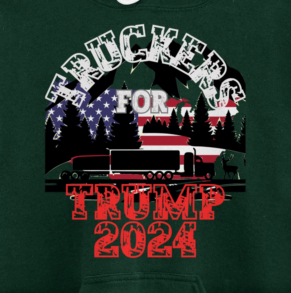 Patriotic American Flag Trump 2024 Pullover Hoodie